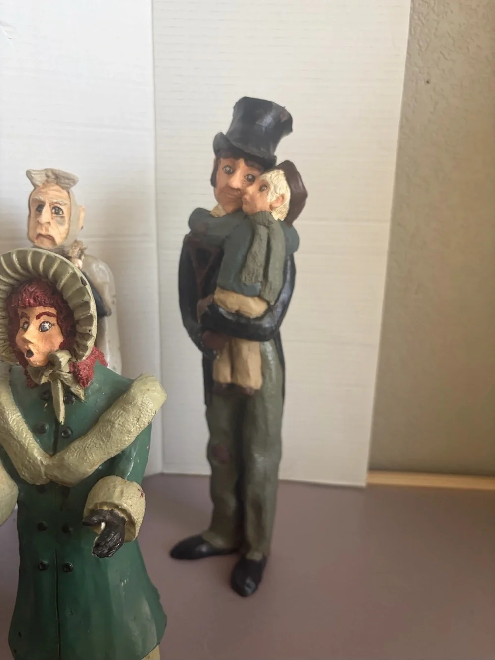 PJ's Christmas Carolers Dickens Figurines Tiny Tim Vintage 1980's Signed